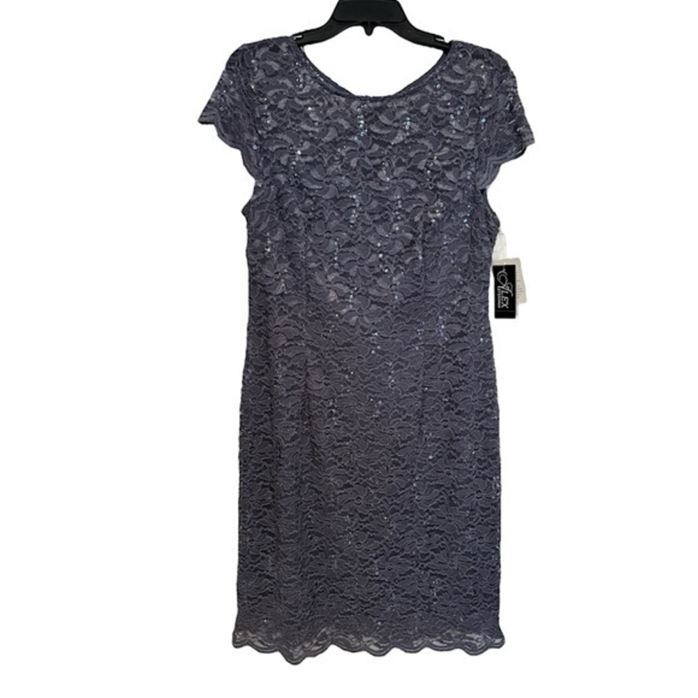 Alex Evenings Sequin Lace Cap Sleeve Dress Size 14 NWT